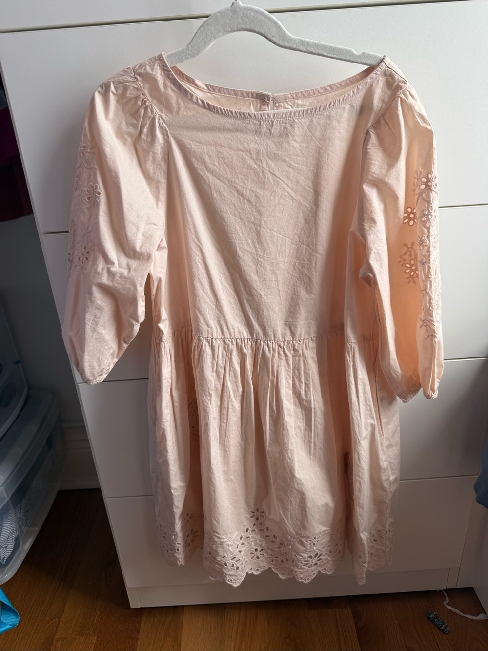 Zara girls Pale Pink Eyelet Cotton Dress size 8